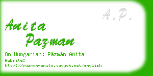 anita pazman business card
